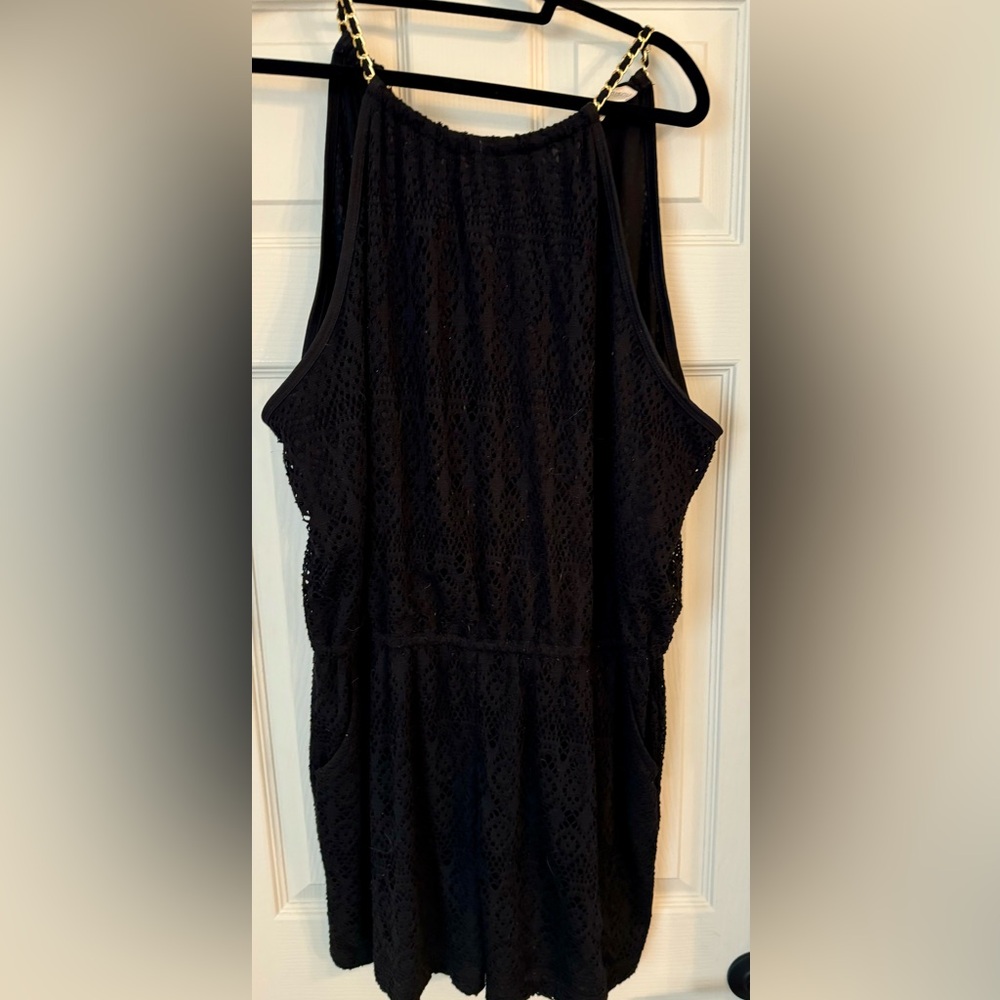 Black crochet romper